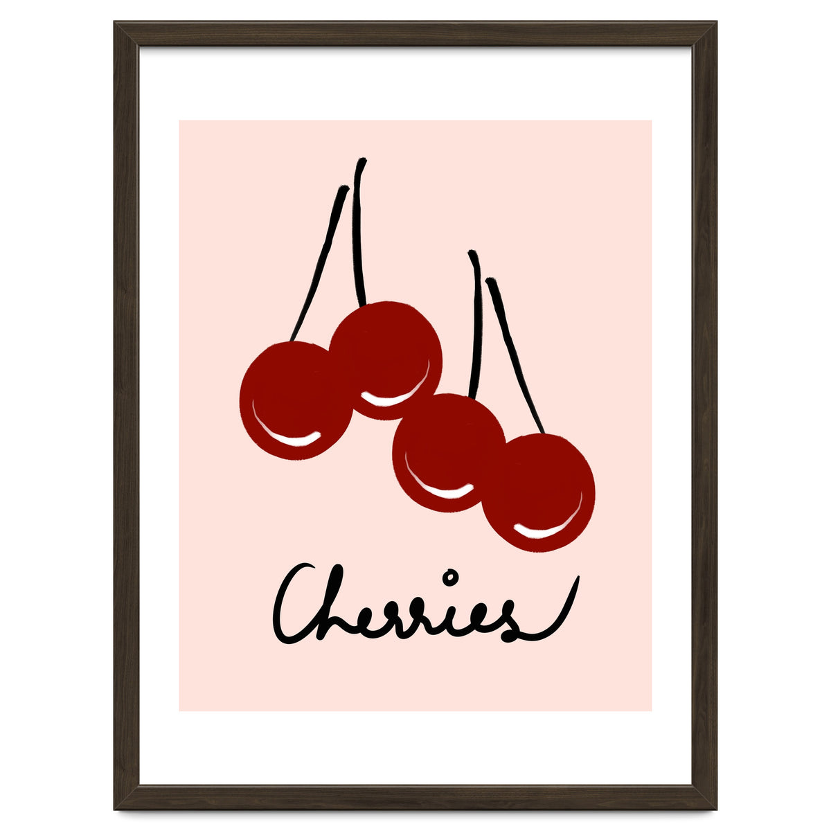 Cherries modern simple minimalistic red cute Fruit wall art