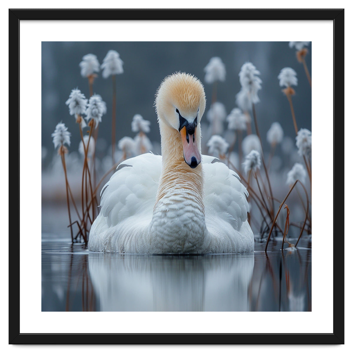 Swan Floating Serene On Calm Water