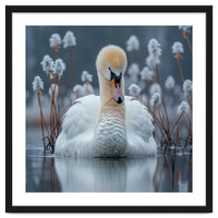 Swan Floating Serene On Calm Water