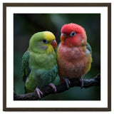 Two Lovebirds Sitting Together On A Branch thumbnail