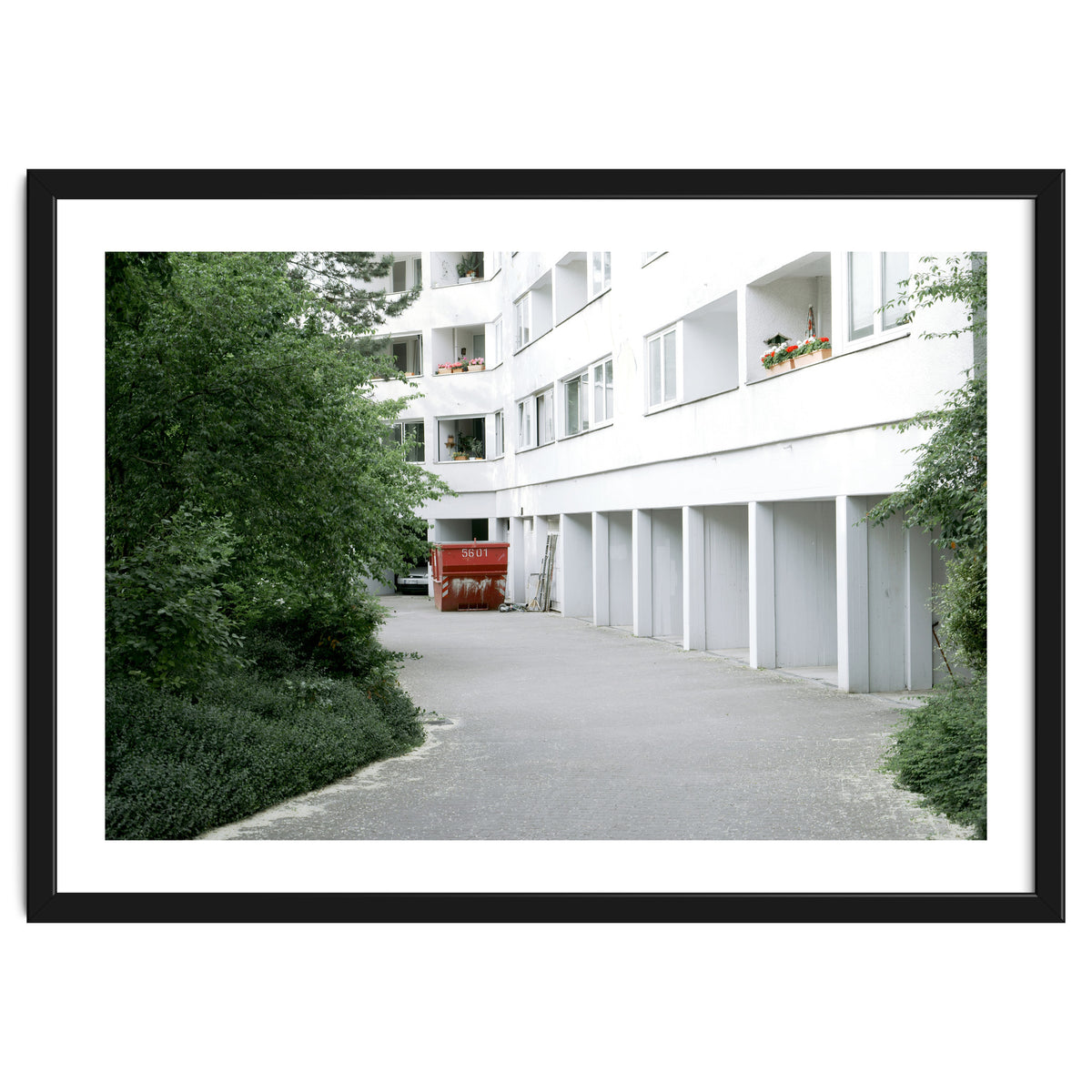 Red container in the residential site