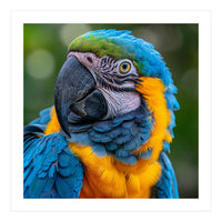 Close Up Blue And Yellow Macaw Parrot Face (Print Only)