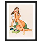 Sexy Pinup Woman Posing With Record Player thumbnail