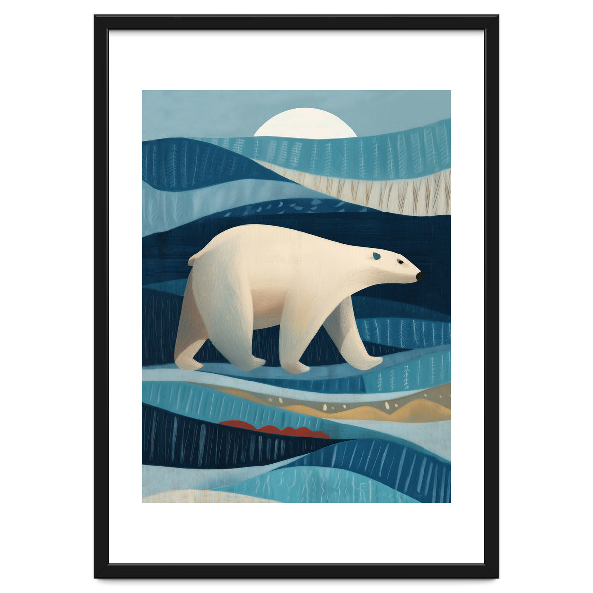 Polar Bear In The Blue Arctic