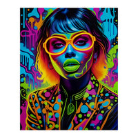 Girl In Glasses Neon Graffiti Art (Print Only)