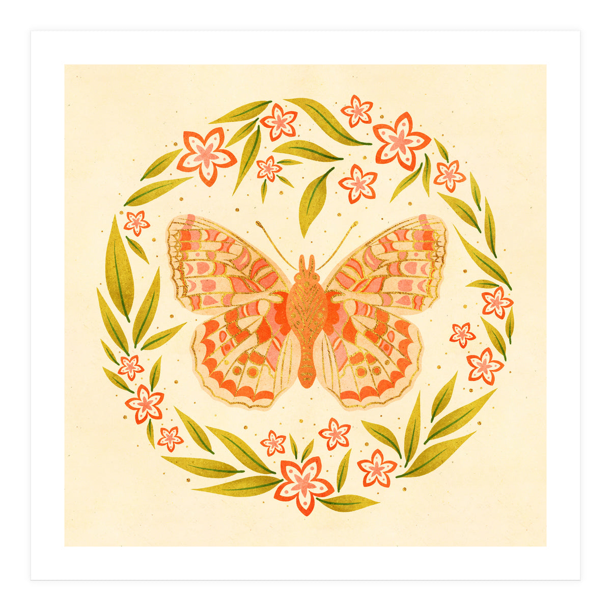 Retro Floral Butterfly (Print Only)