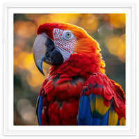 Scarlet Macaw Parrot Close Up Portrait