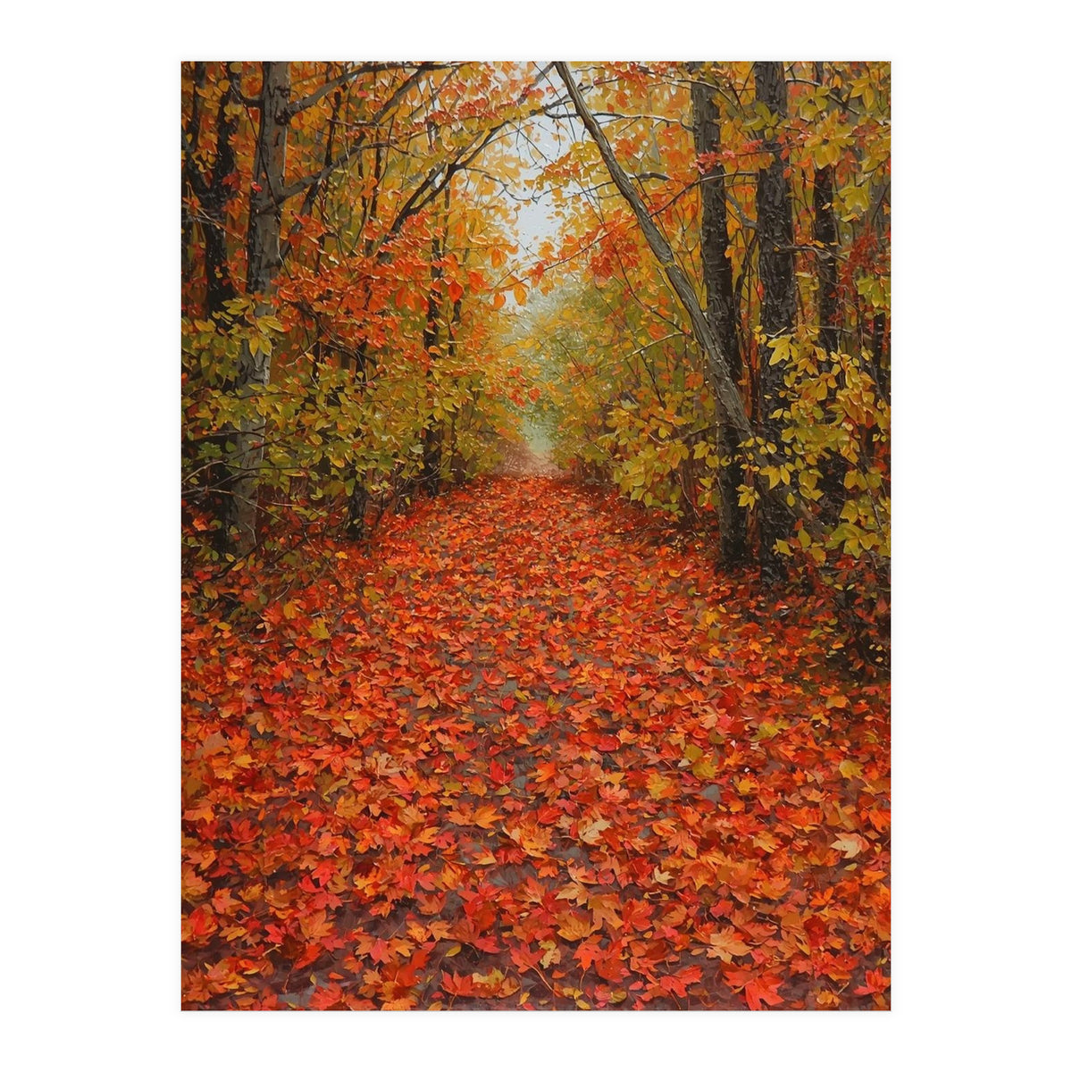 Lush Autumn Forest Path Covered (Print Only)