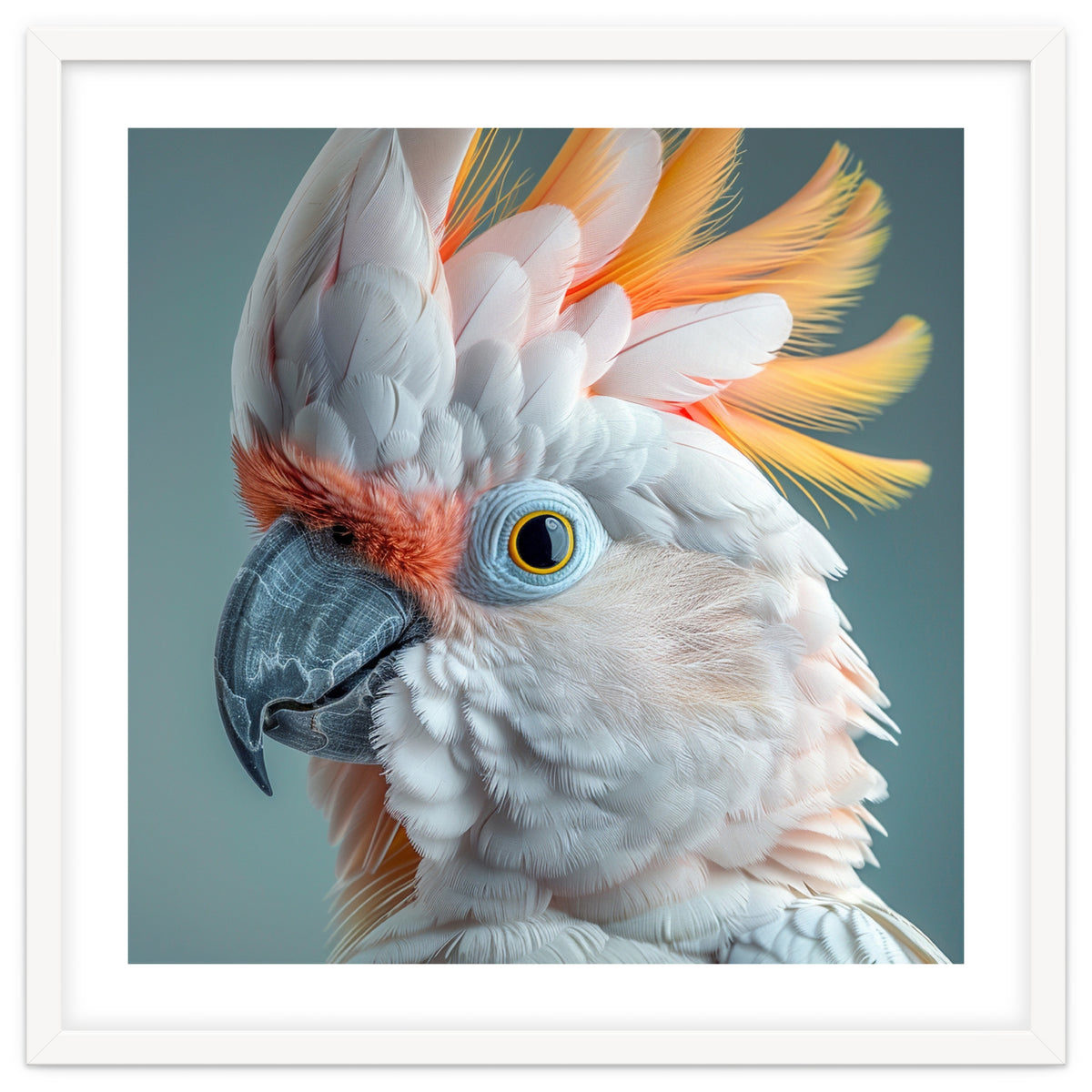 Salmon Crested Cockatoo Close Up Portrait