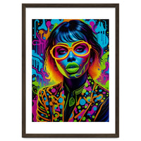 Girl In Glasses Neon Graffiti Art