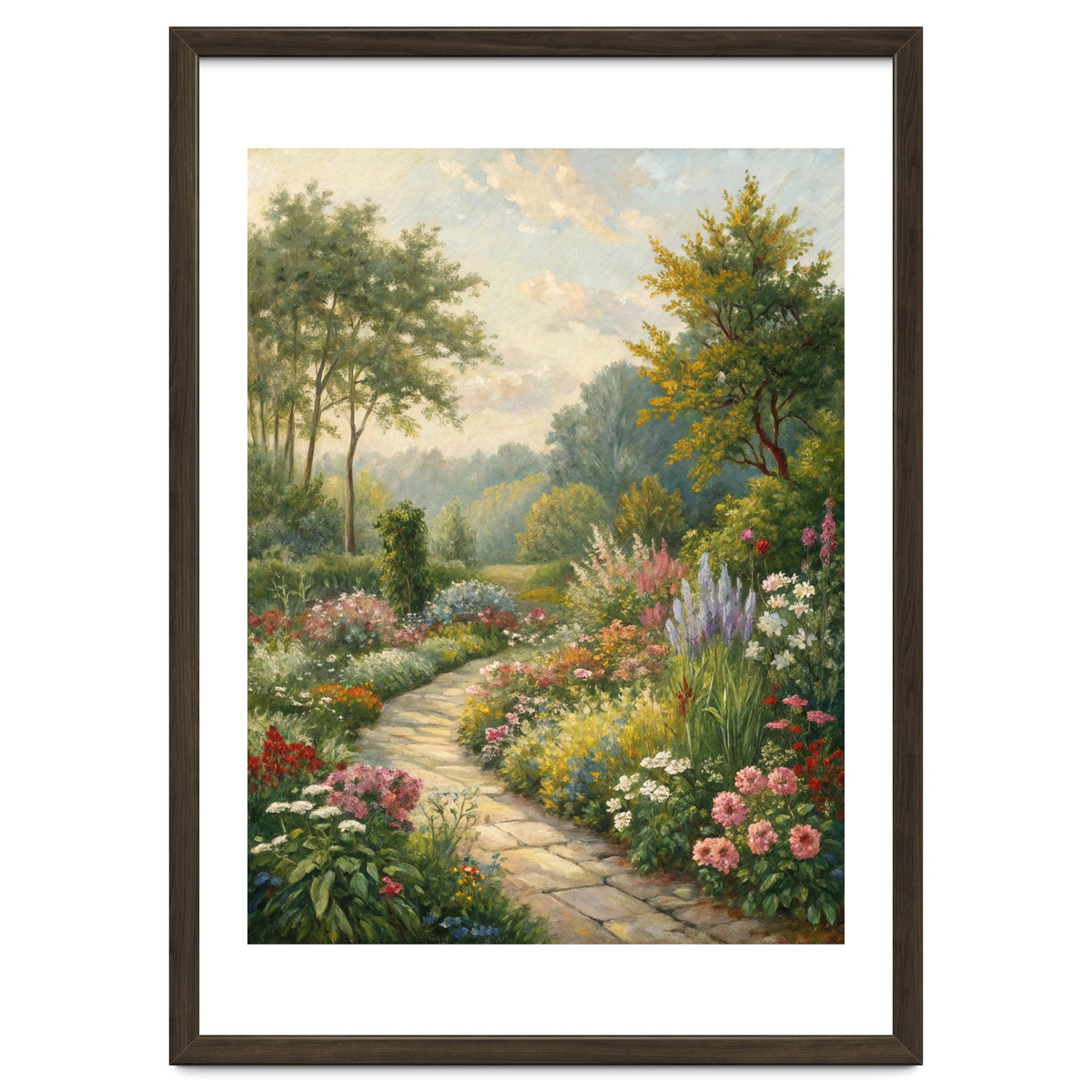 Enchanted English Cottage Garden Oil Painting