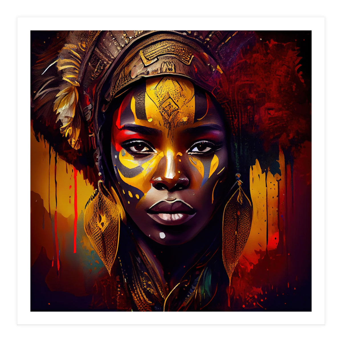 Powerful African Warrior Woman #1 (Print Only)