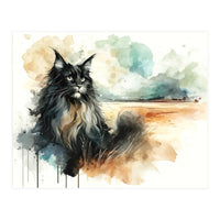 Majestic Cat In Coastal Landscape (Print Only)