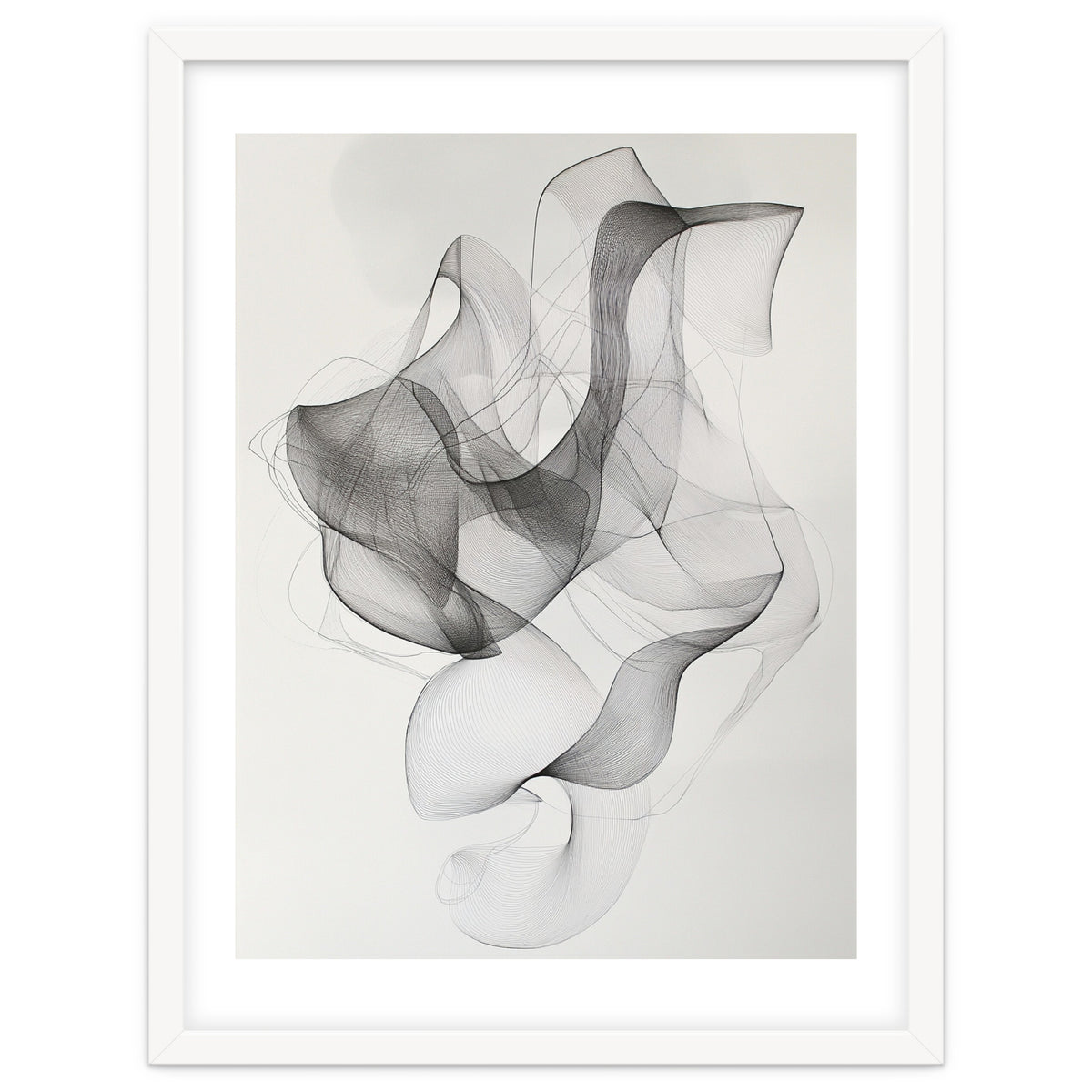 Abstract Black And White Swirling Lines Art