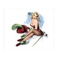 Pinup Sexy Girl Posing In Zorro Costume (Print Only)