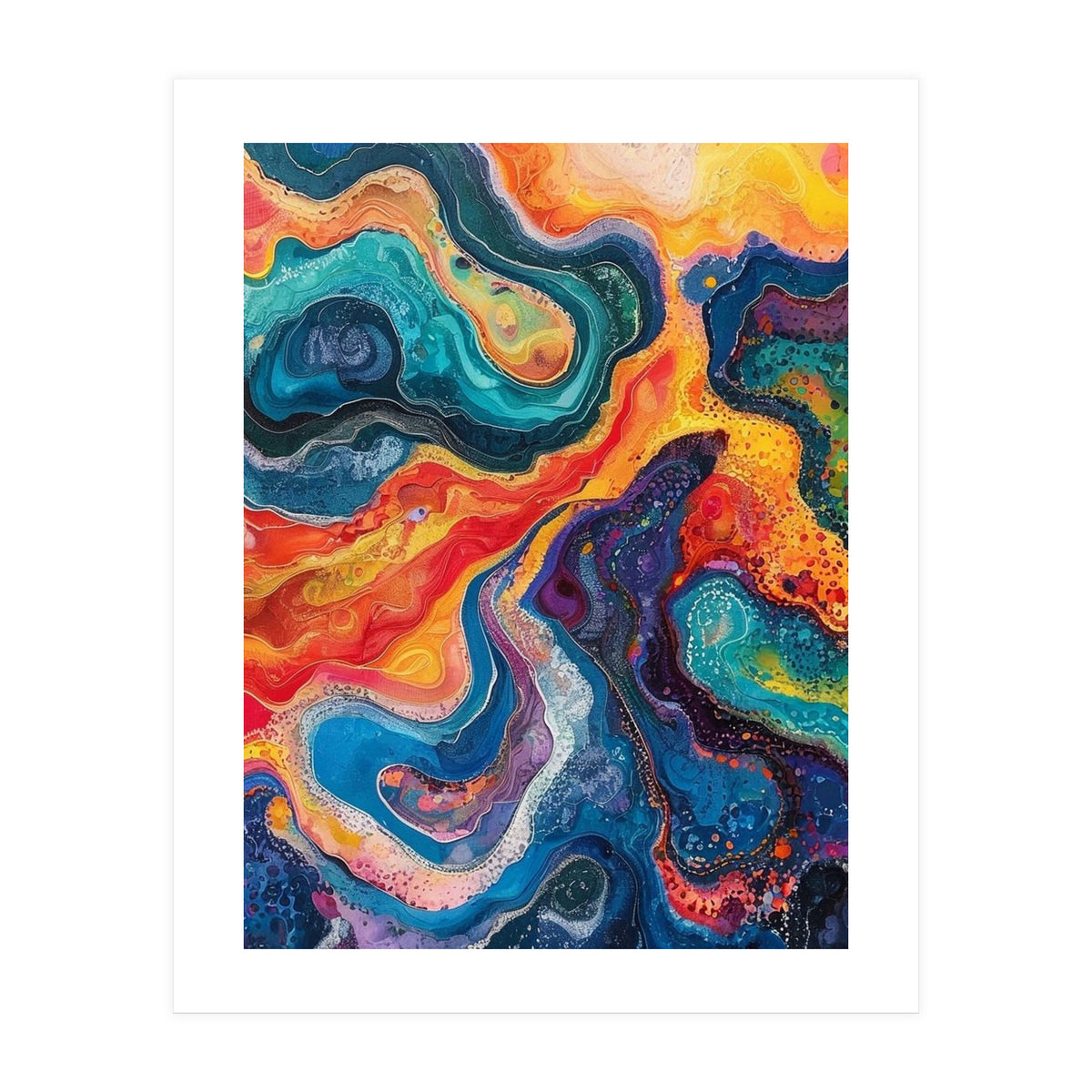 Vibrant Fluid Acrylic Pour Abstract Art (Print Only)