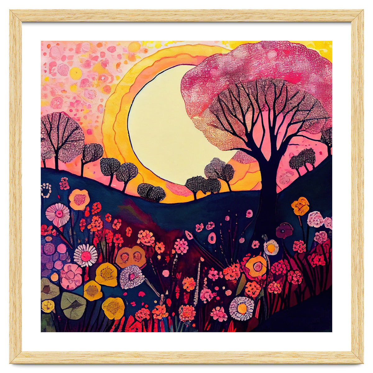 Folk Sunset Over Floral Hills