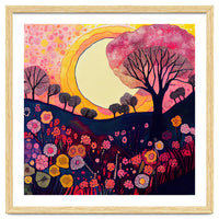 Folk Sunset Over Floral Hills