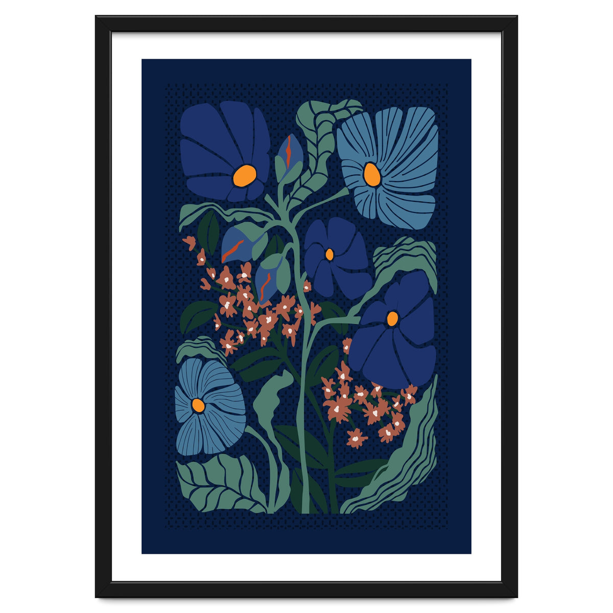 Klimt Flower Dark Blue