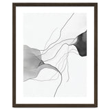 Abstract Black And White Flowing Lines And Shapes On White Background thumbnail