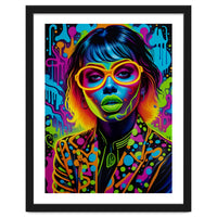 Girl In Glasses Neon Graffiti Art