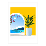 A Peek Ahead, Travel Ocean Beach Sea Tropical, Architecture Arch Boat Summer, Bougainvillea Eclectic Bohemian (Print Only) thumbnail
