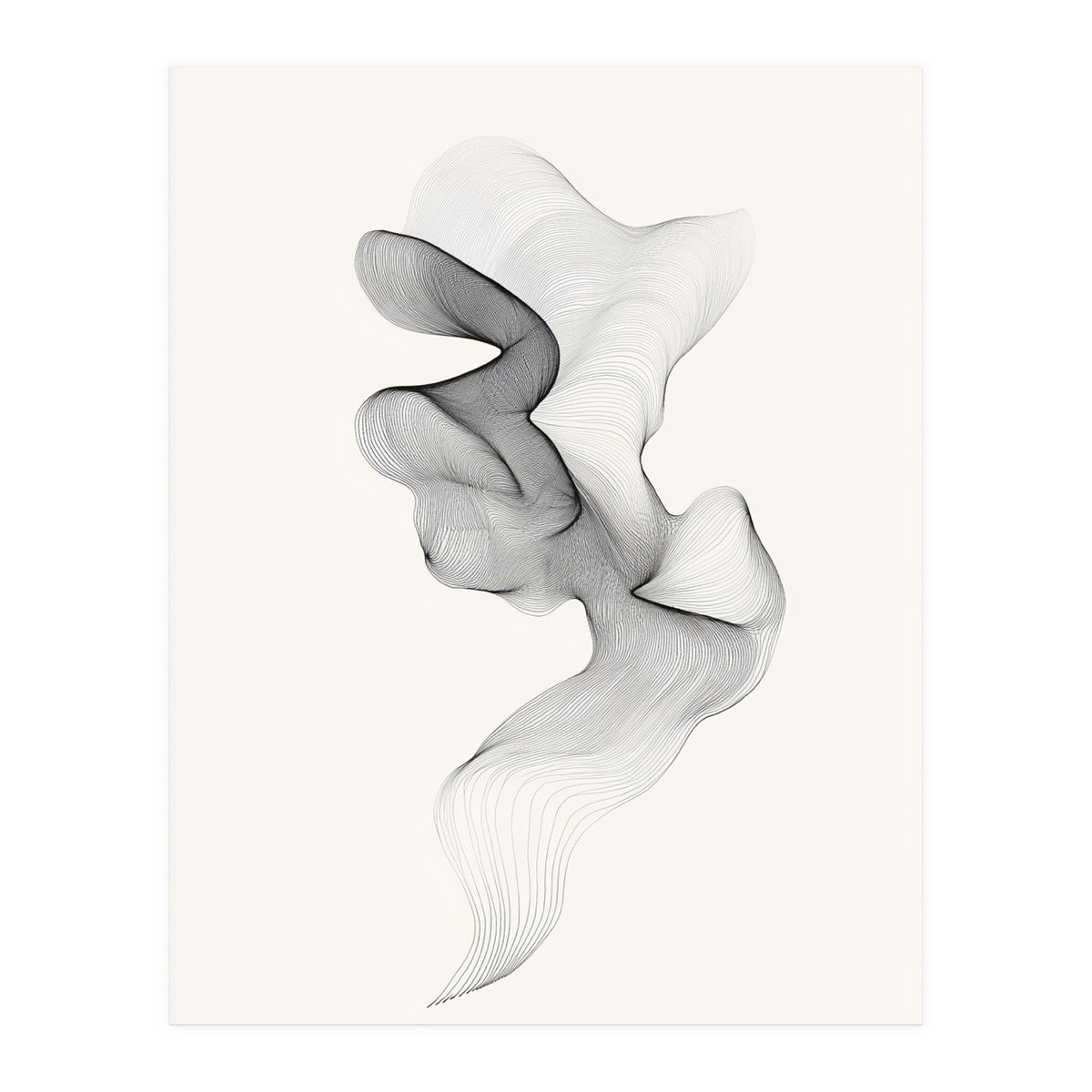 Abstract Black And White Swirling Lines Flowing Form (Print Only)