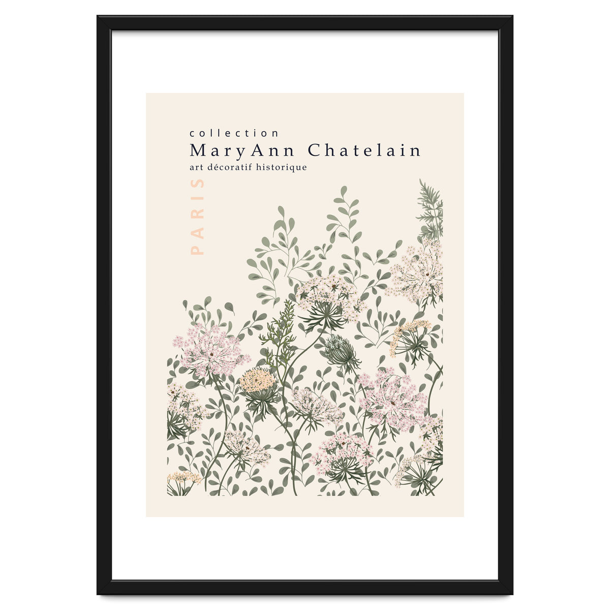 Historic decorative art Paris Queen Anne's lace