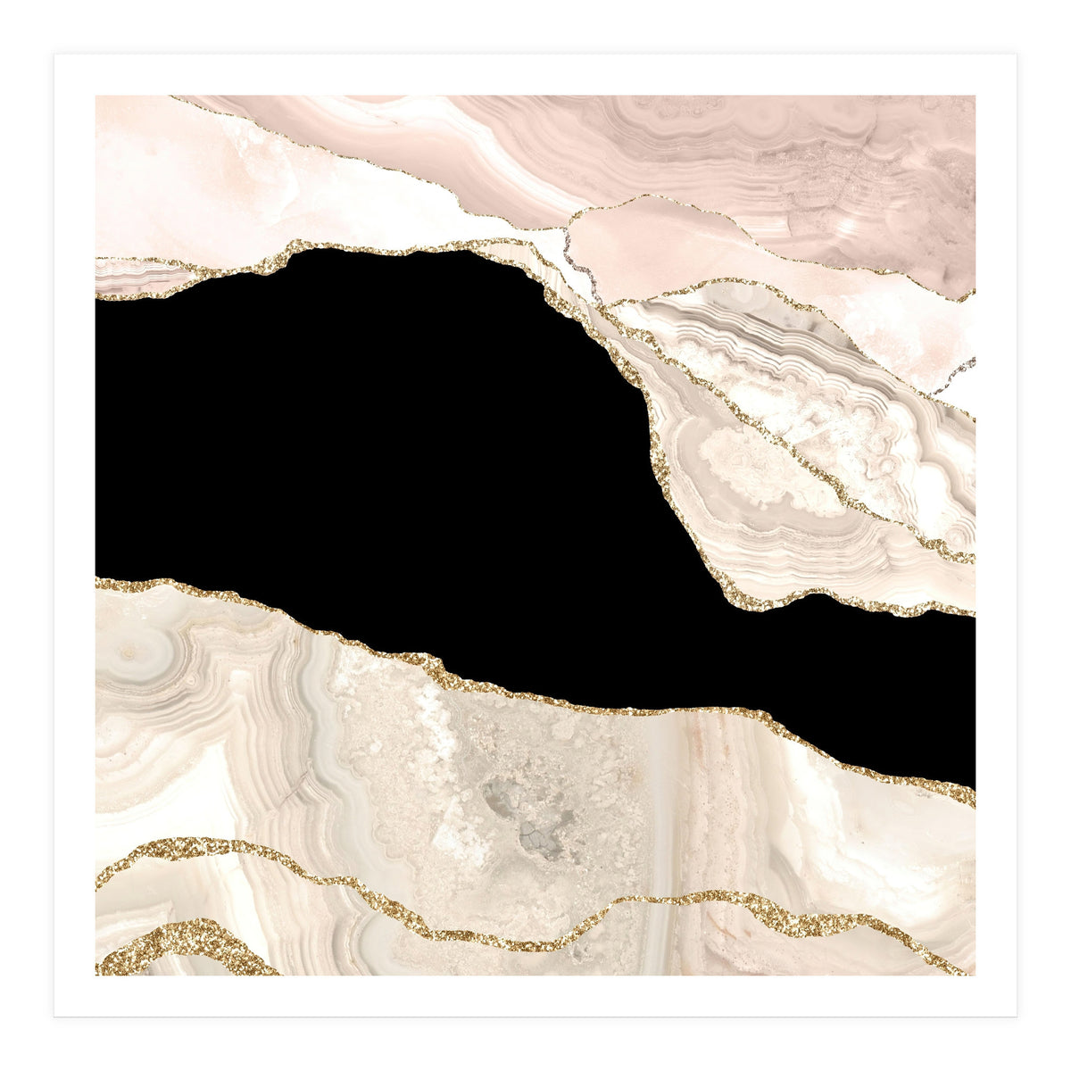 Ivory & Gold Agate Texture 01 (Print Only)