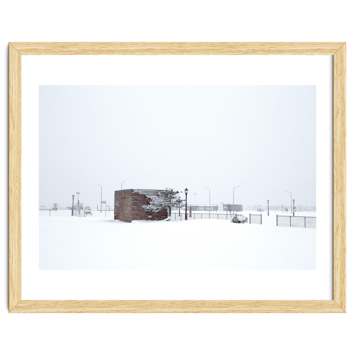Barn in the winter snowscape