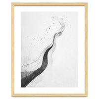 Abstract Black And White Ink Flowing Lines With Splatter