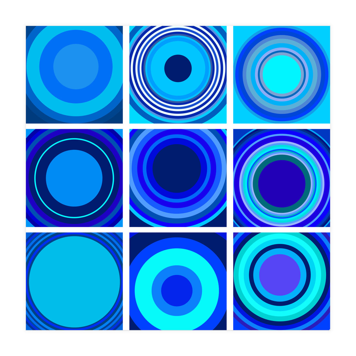 Circles & Rectangles Alt Blue 3 X 3: 3 (Print Only)