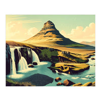 Vintage Iceland, Kirkjufell Mountain Poster (Print Only)