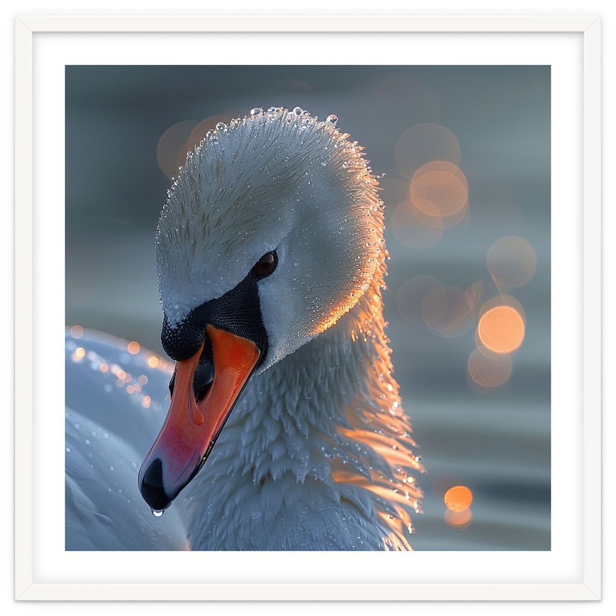 Close Up Of A Swan With Water Droplets