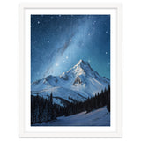 Majestic Snow-Capped Mountain Peak Under a Brilliant Starry Night Sky thumbnail