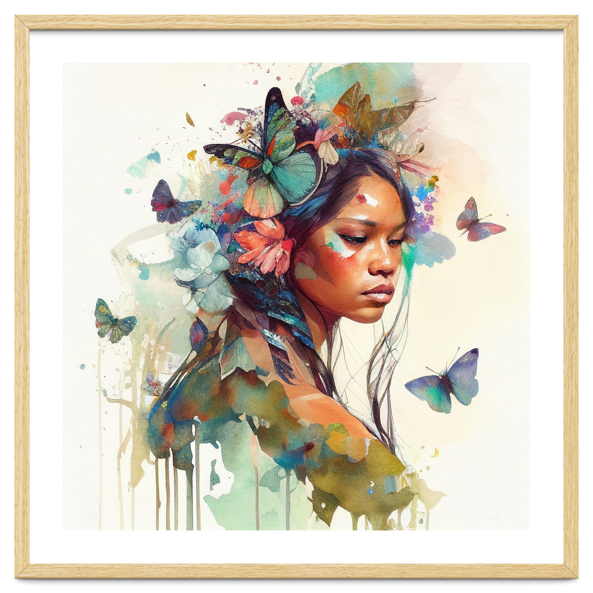 Floral Native Warrior Woman Butterfly Dance