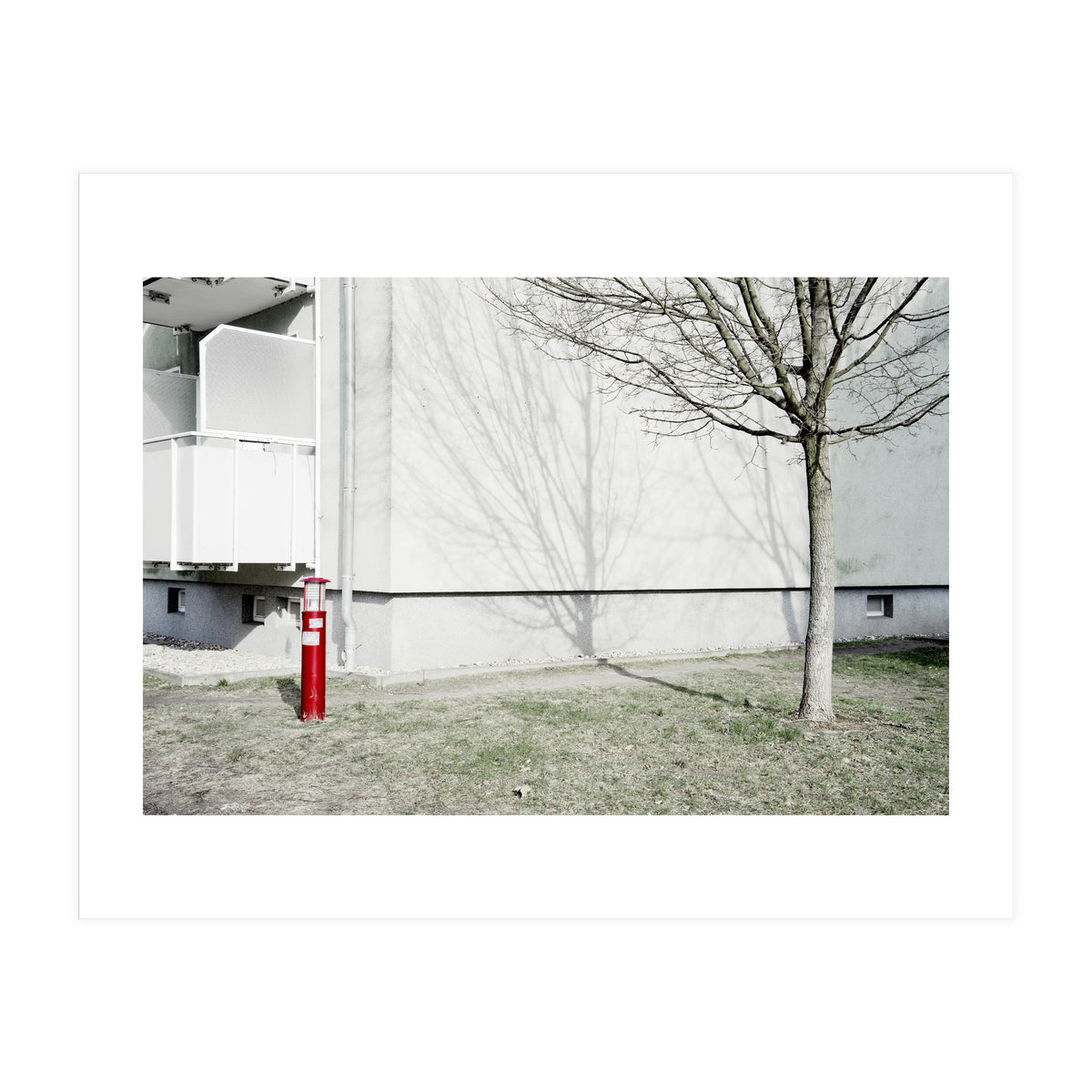 Red light pole and Tree shadow on the wall (Print Only)