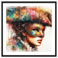 Watercolor Carnival Venetian Mask Woman