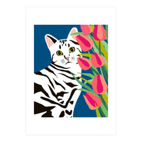 The Poser, Cat Cute Pet Animals Illustration, Pop Of Color Eclectic Pets Bohemian Contemporary Still Life (Print Only)