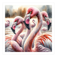 Watercolor Flamingos (Print Only)
