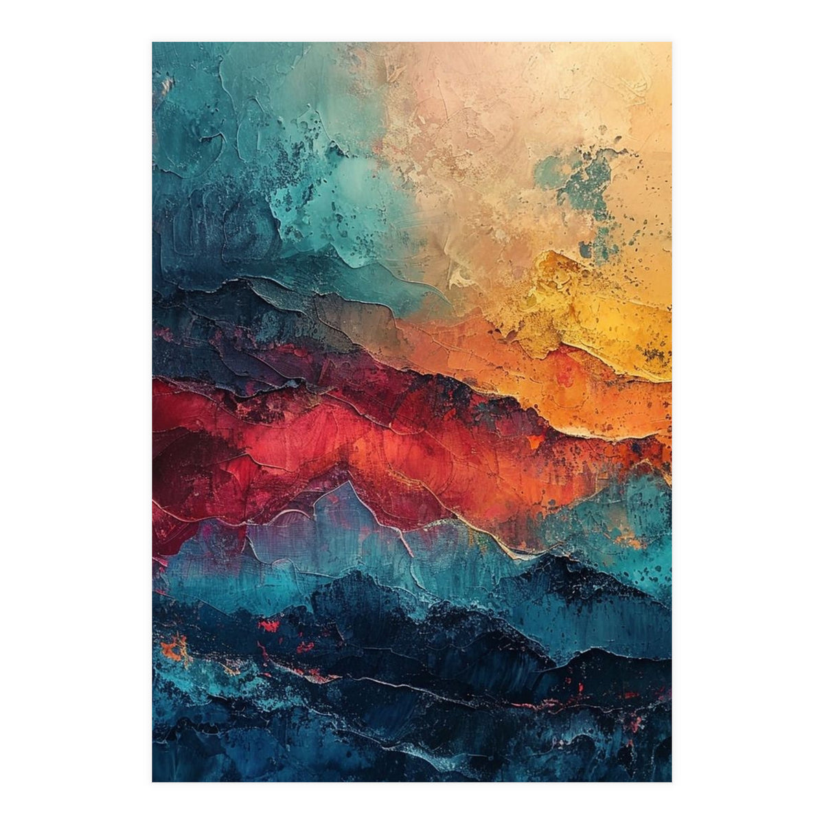 Abstract Textured Mountain Landscape (Print Only)