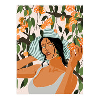 The Orange Grove, Bohemian Woman Summer Travel, Fashion Botanical Nature Garden, Plants Fruits Juicy (Print Only)