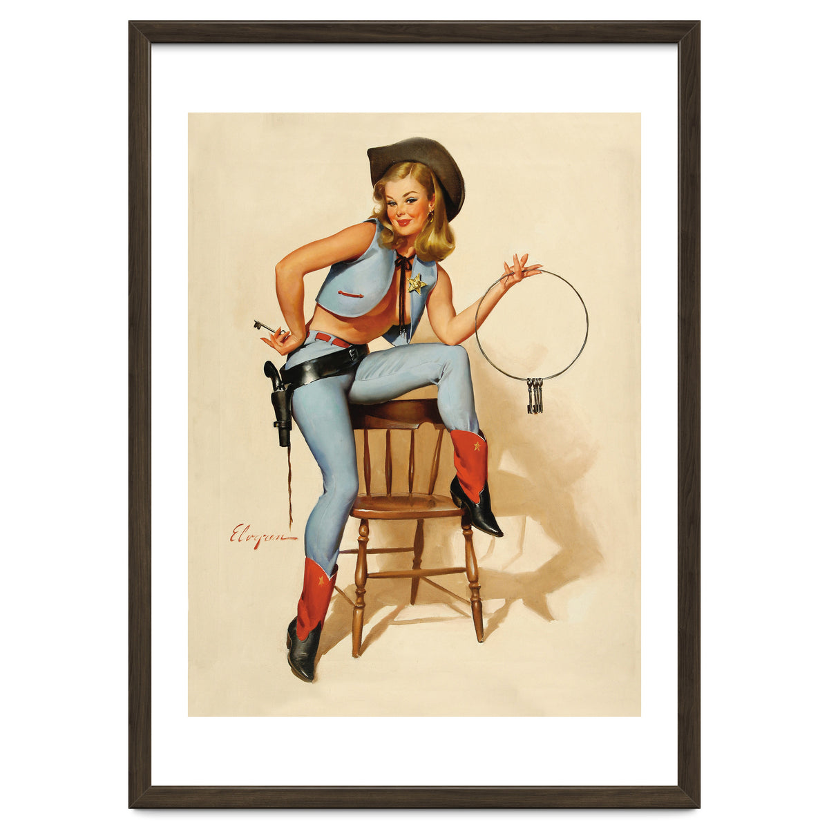 Pinup Cowgirl With A Key