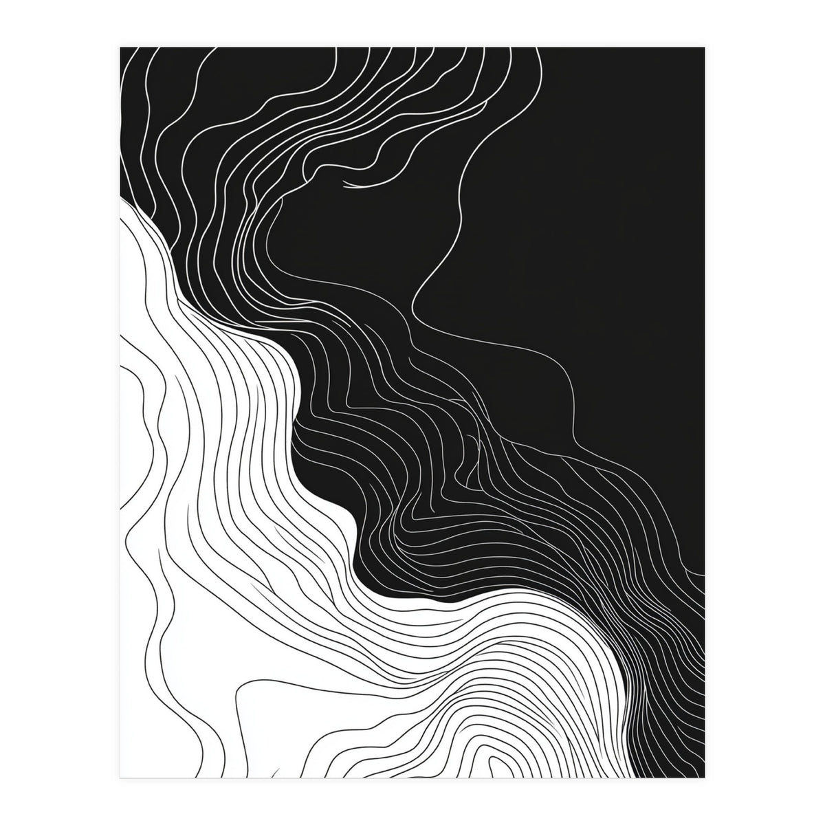 Abstract Black And White Wavy Lines Flowing  (Print Only)