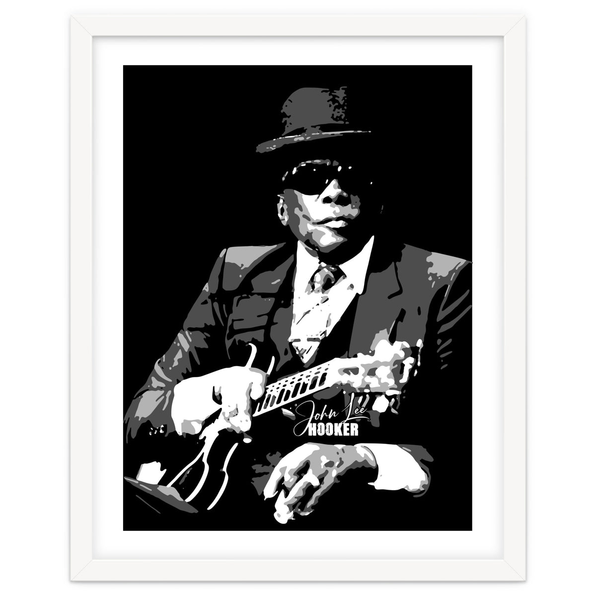 John Lee Hooker American Blues Guitarist in Grayscale