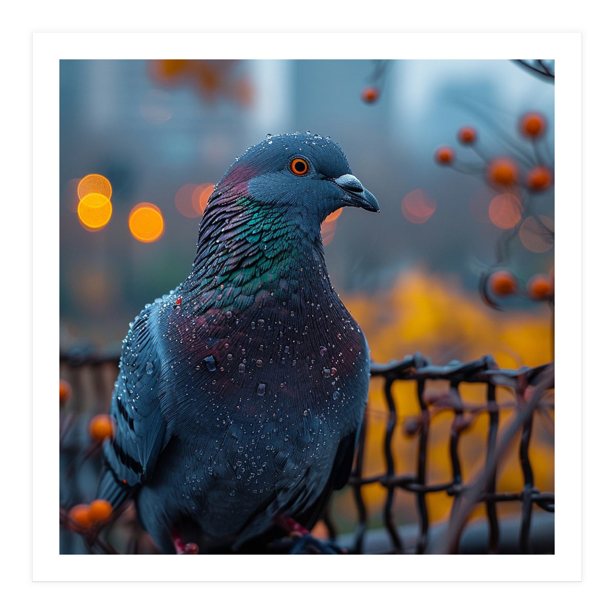 Pigeon With Water Droplets  (Print Only)