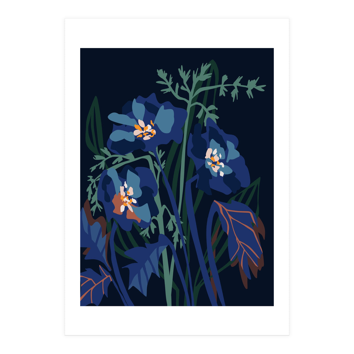 Wild Flowers Dark Midnight (Print Only)