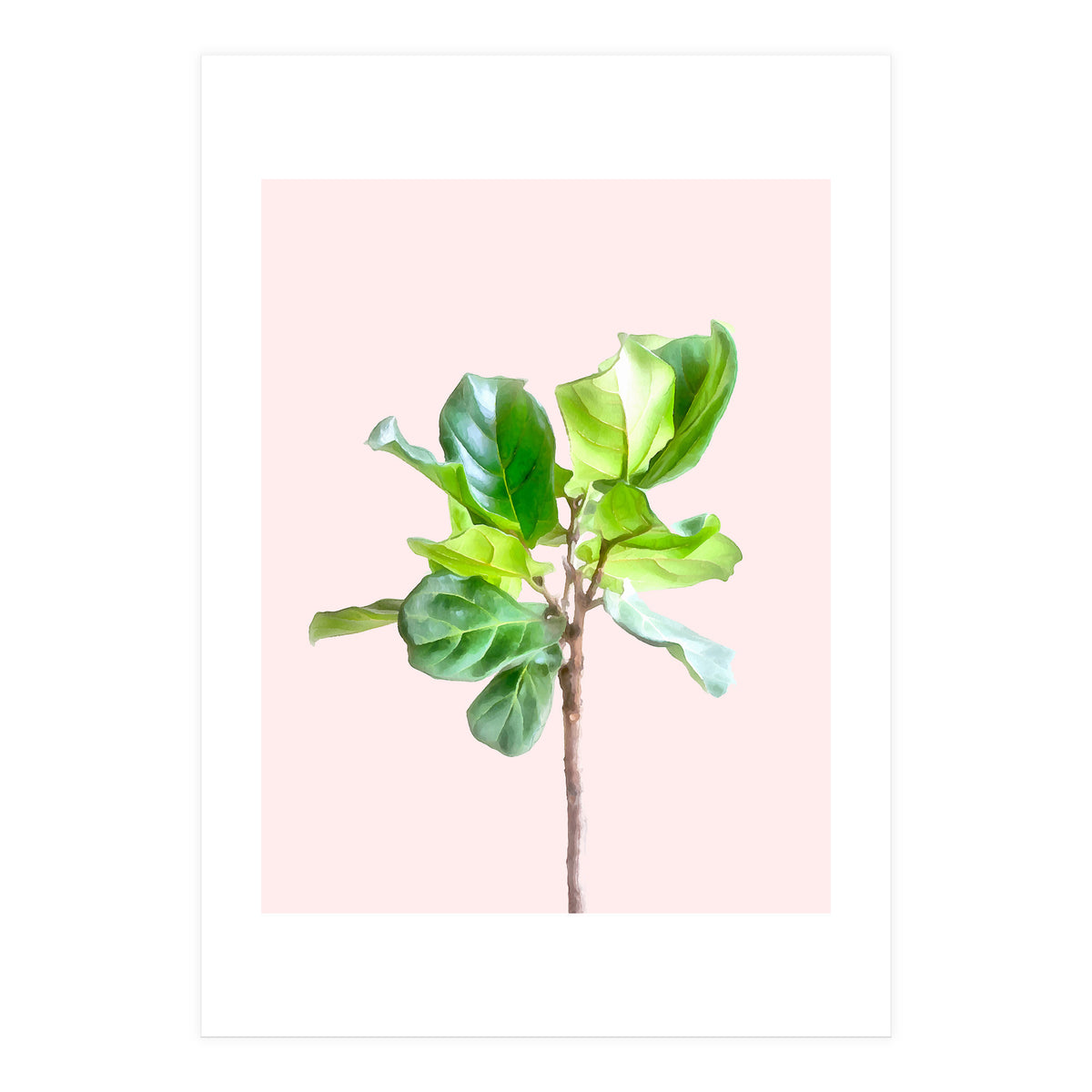 Intimate Energy, Blush Pastel Botanical Plant Minimal Painting, Pink Green Nature (Print Only)