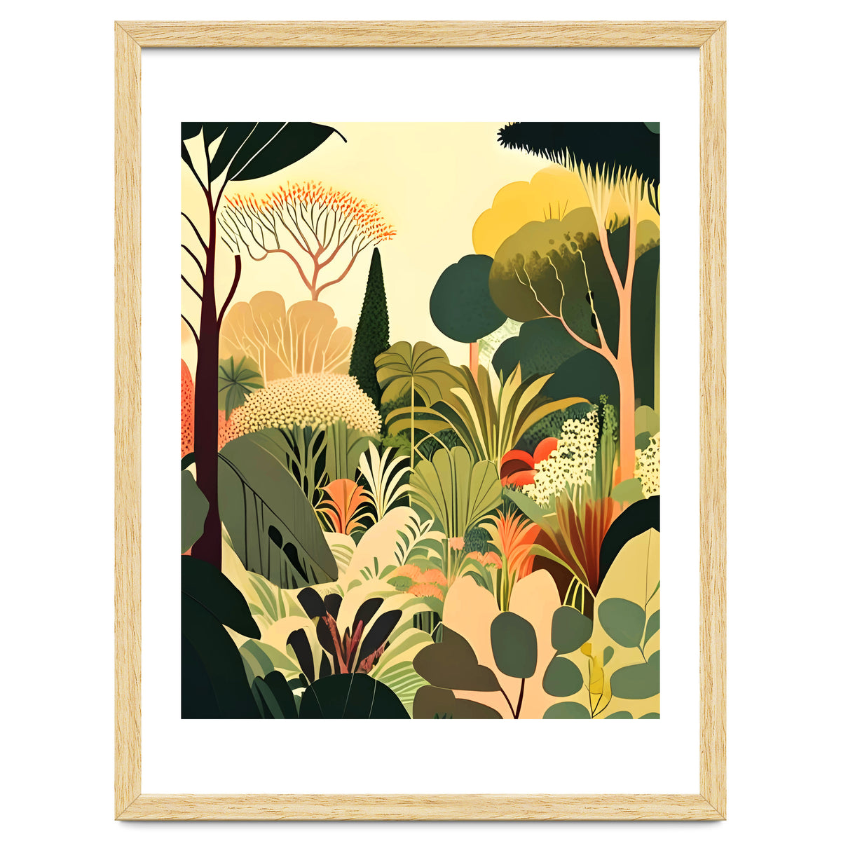 Pastel Garden, Botanical Nature Plants Jungle, Bohemian Eclectic Forest Illustration