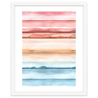 Watercolour Abstract Stripes Red Blue